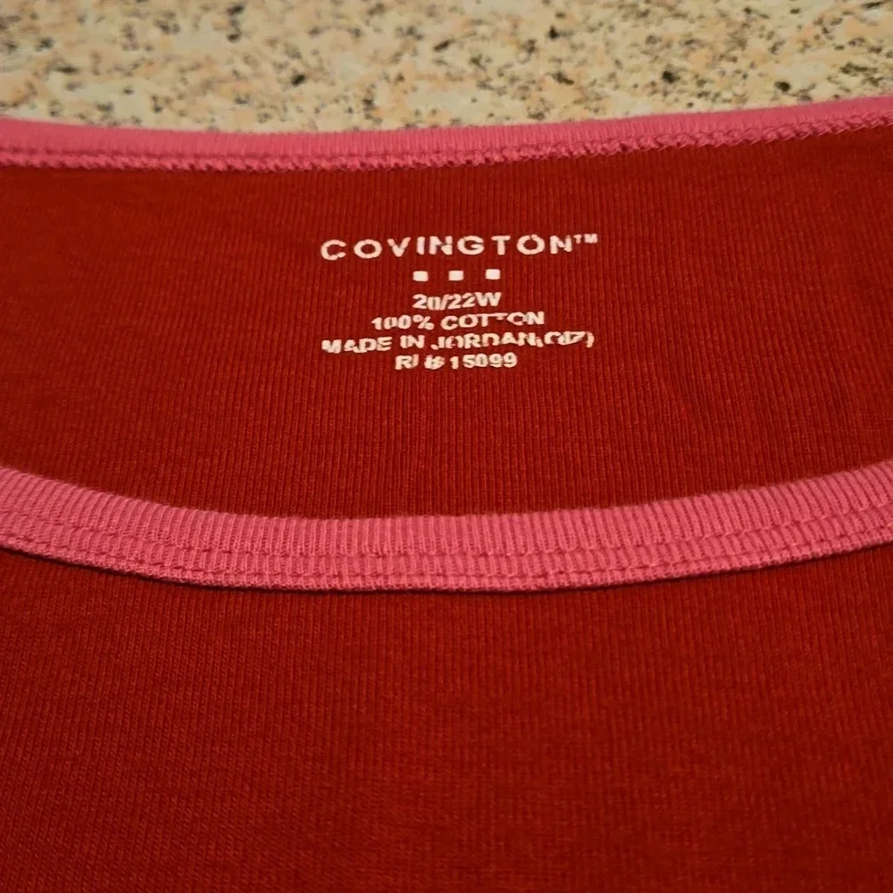 Covingington Deep Rose Pink with Neck edging Long Sleeve Tee Women Size 20/22W - Picture 4 of 8